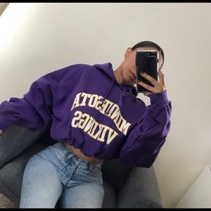 Minnesota Vikings Drawstring Crop Hoodie